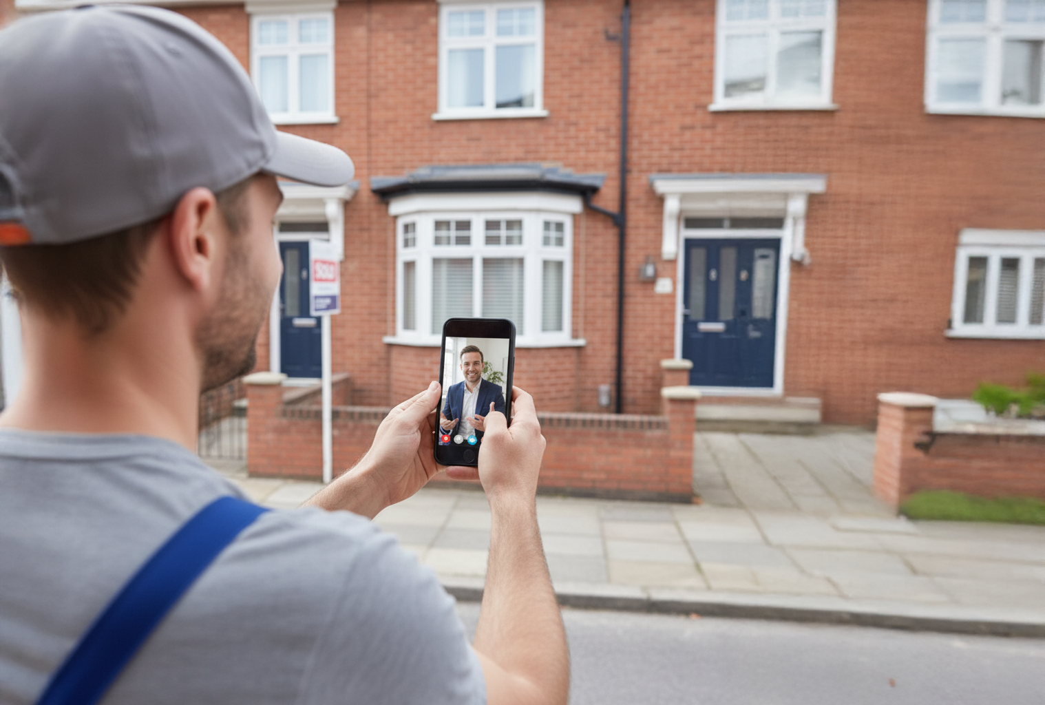 A self-employed man chatting with a mortgage advisor on a phone