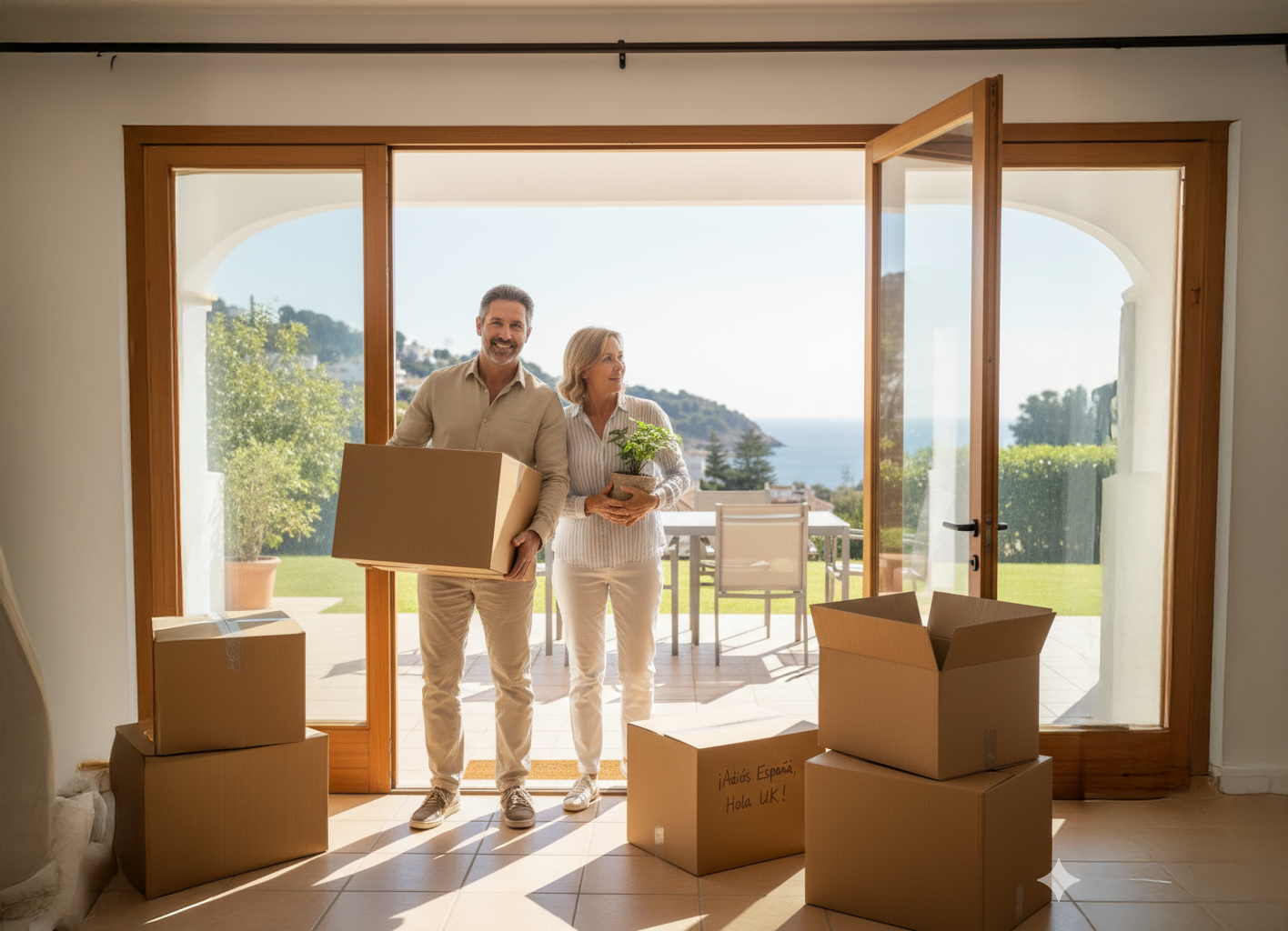 An expat couple moving out of thier foreign home