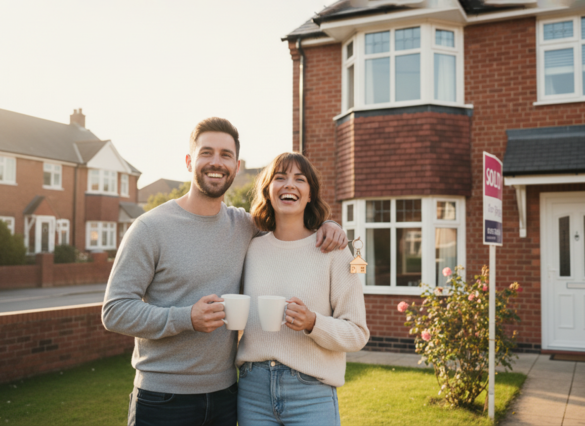 First Time Buyers outside their new home